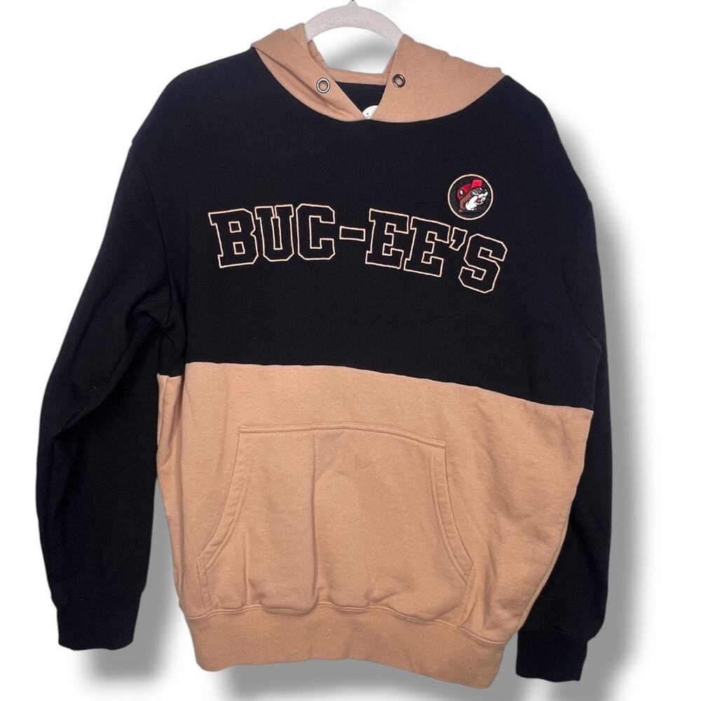 Buc-ee's Black and Tan Block Hoodie Sweater Medium